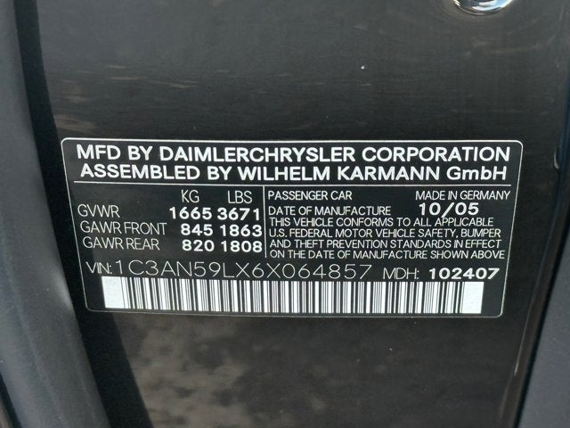 2006 Chrysler Crossfire 2dr Cpe