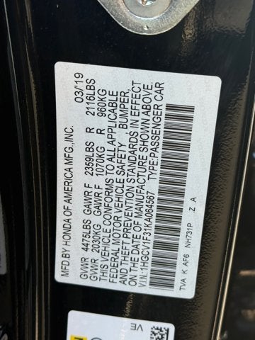 2019 Honda Accord Sedan Sport 1.5T