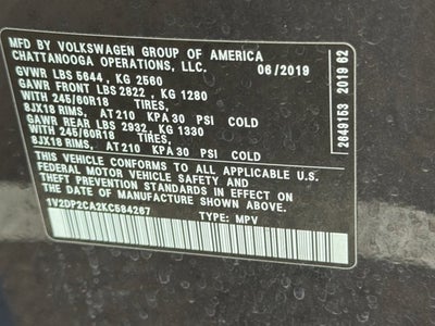 2019 Volkswagen Atlas 2.0T SE