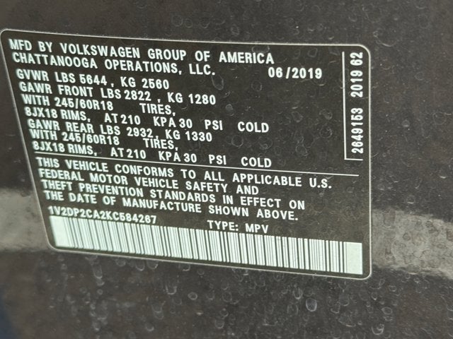 2019 Volkswagen Atlas 2.0T SE