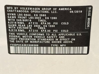 2019 Volkswagen Atlas 2.0T SE