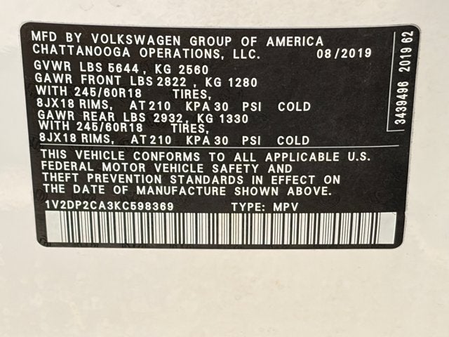 2019 Volkswagen Atlas 2.0T SE