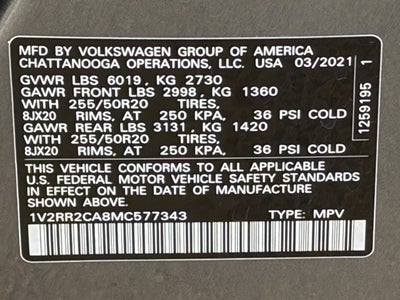 2021 Volkswagen Atlas 3.6L V6 SE w/Technology R-Line