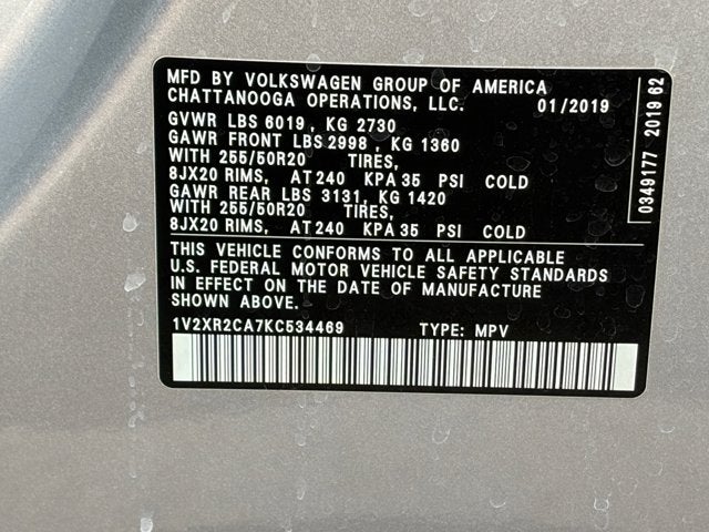 2019 Volkswagen Atlas 3.6L V6 SE w/Technology R-Line