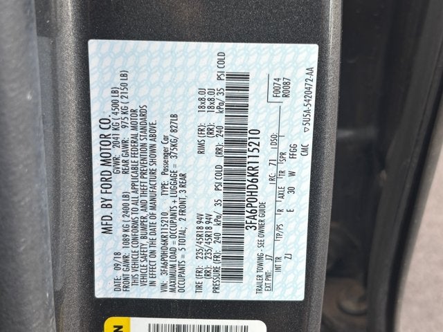 2019 Ford Fusion SE