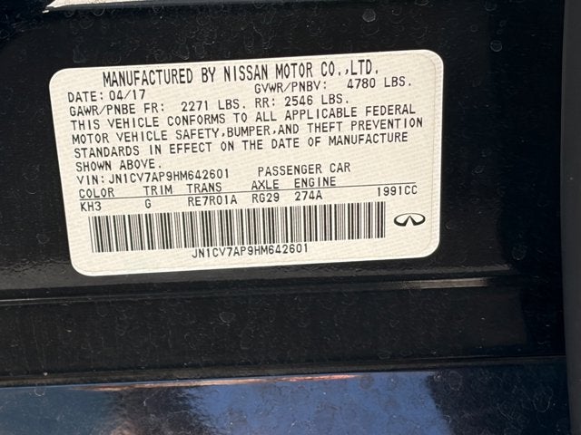 2017 INFINITI Q50 2.0t