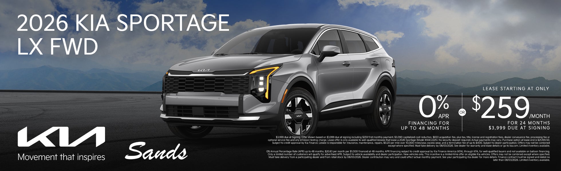 2026 Kia Sportage APR/Lease Offer